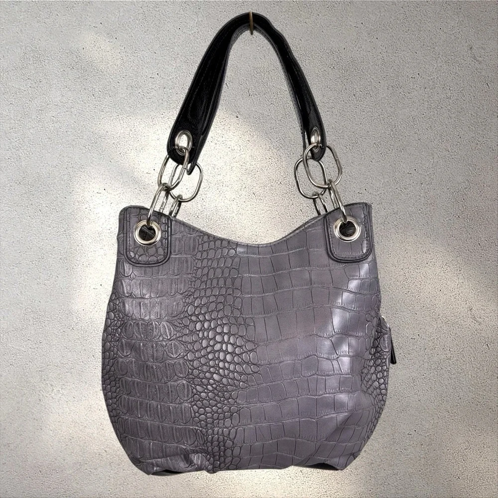 Kathy Van Zeeland Y2k Monogram Hobo Bag Rhinestone Crest Heart Charm Purse